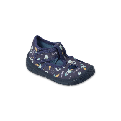 Kapcie dla dziecka granatowe buty na rzep z kosmonautami