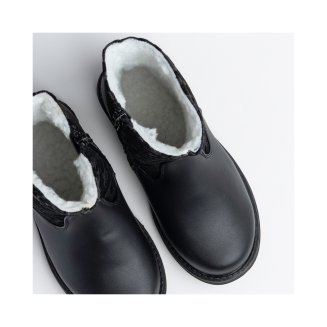 Buty zimowe botki ocieplane na suwak czarne panterka - Wojtyłko 21018 - 6