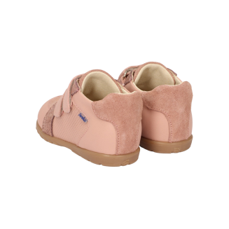 Skórzane różowe trzewiki dla dziewczynki, pierwsze kroczki Flex Nude Pink -AMEKO - 4