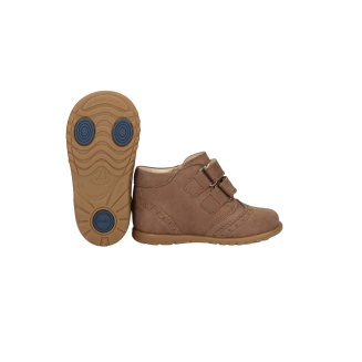 Beżowe brązowe pierwsze kroczki, skórzane trzewiki trampki zapinane na rzepy Blake Pralina - AMEKO - 3