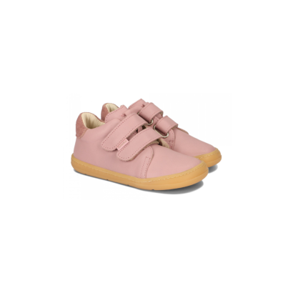 Trampki dziecięce różowe ze skóry licowej na rzep sneakersy ze sztywnym zapiętkiem