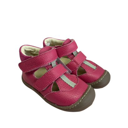 Skórzane sandałki różowe butki barefoot dla dziewczynki Jeko-Fuxia -AMEKO