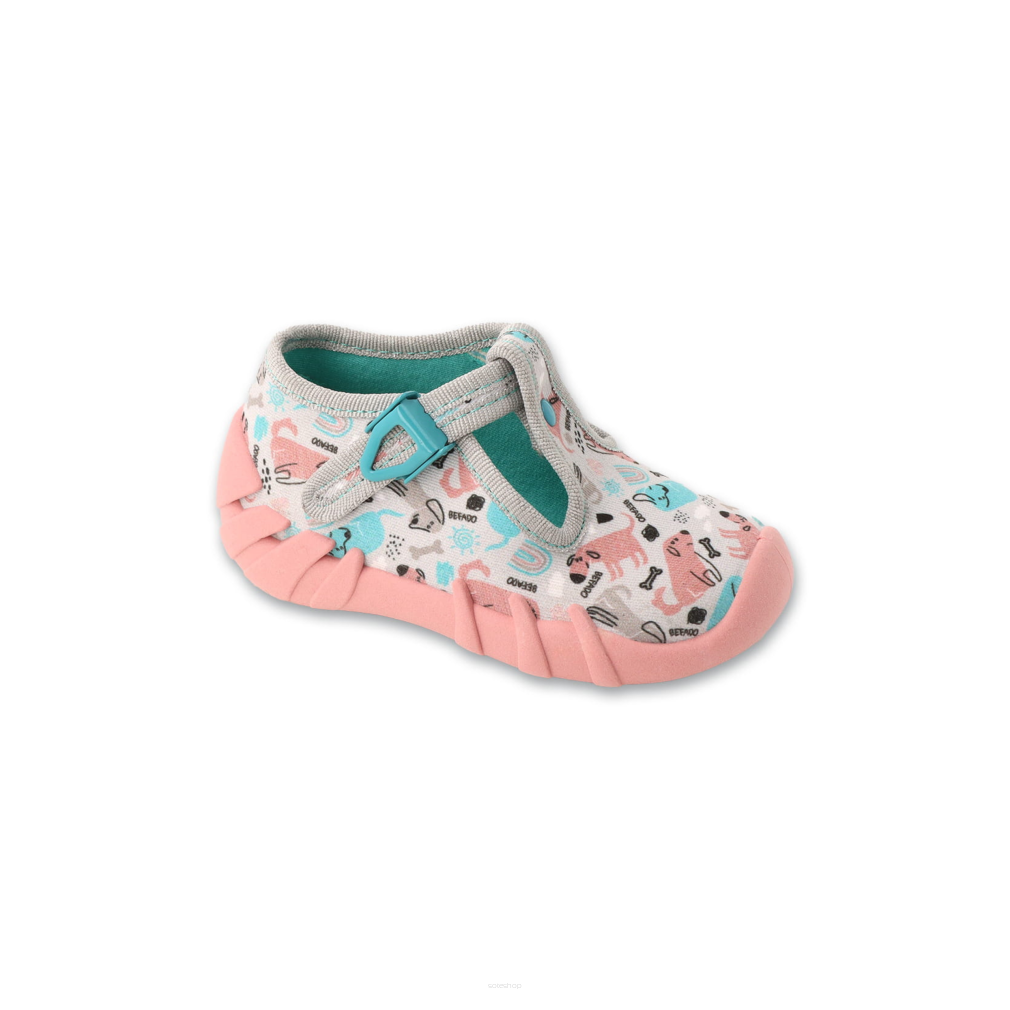 Kapcie dla dziewczynki buty na zapinkę z pieskami