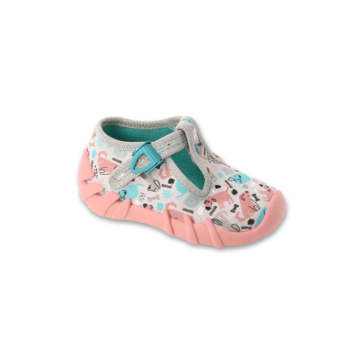 Kapcie dla dziewczynki buty na zapinkę z pieskami