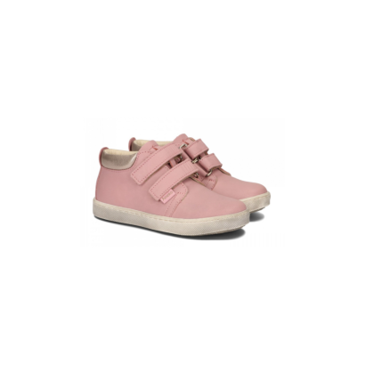 Przejściowe trzewiki dziecięce różowe ze skóry naturalnej na rzep sneakersy AMEKO