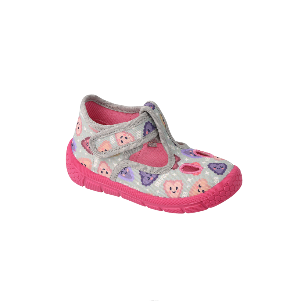 Kapcie dla dziewczynki na rzep dla szczupłej stopy 629P007 HONEY- BEFADO