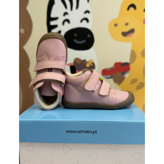 Skórzane różowe pierwsze kroczki na rzep dla dziewczynki -Mabu-Rose - AMEKO - 5