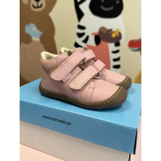 Skórzane różowe pierwsze kroczki na rzep dla dziewczynki -Mabu-Rose - AMEKO - 6