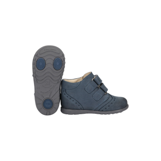 Pierwsze kroczki, skórzane trzewiki dla chłopca i dziewczynki niebieskie zapinane na rzep Blake Jeans -AMEKO - 4