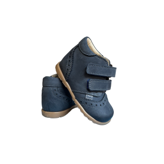 Pierwsze kroczki, skórzane trzewiki dla chłopca i dziewczynki niebieskie zapinane na rzep Blake Jeans -AMEKO - 5