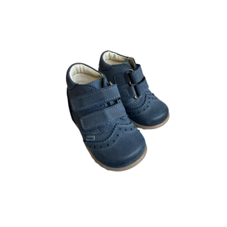 Pierwsze kroczki, skórzane trzewiki dla chłopca i dziewczynki niebieskie zapinane na rzep Blake Jeans -AMEKO - 3